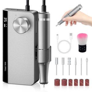 Portable Rechargeable Electric Nail Drill Machine, Gray